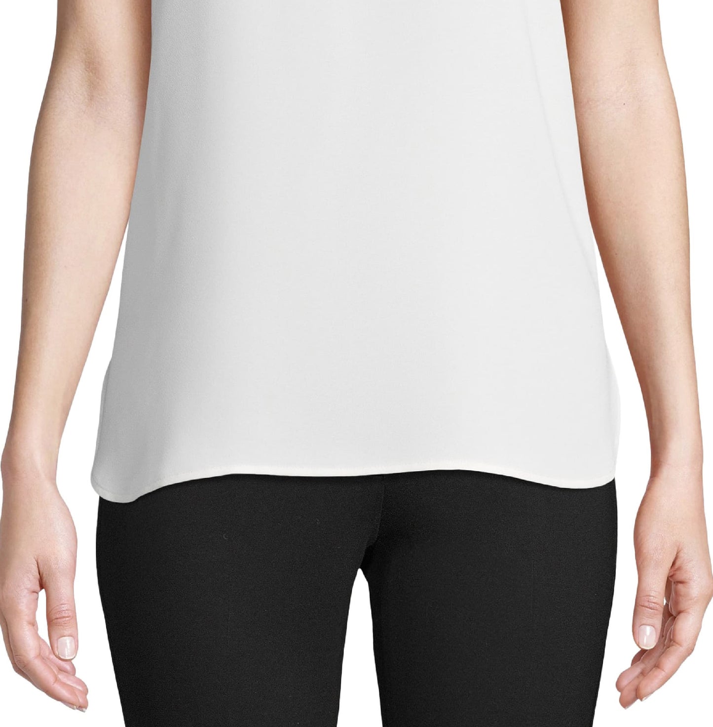 Anne Klein Women's Split Neck Sleeveless Top White Size Small