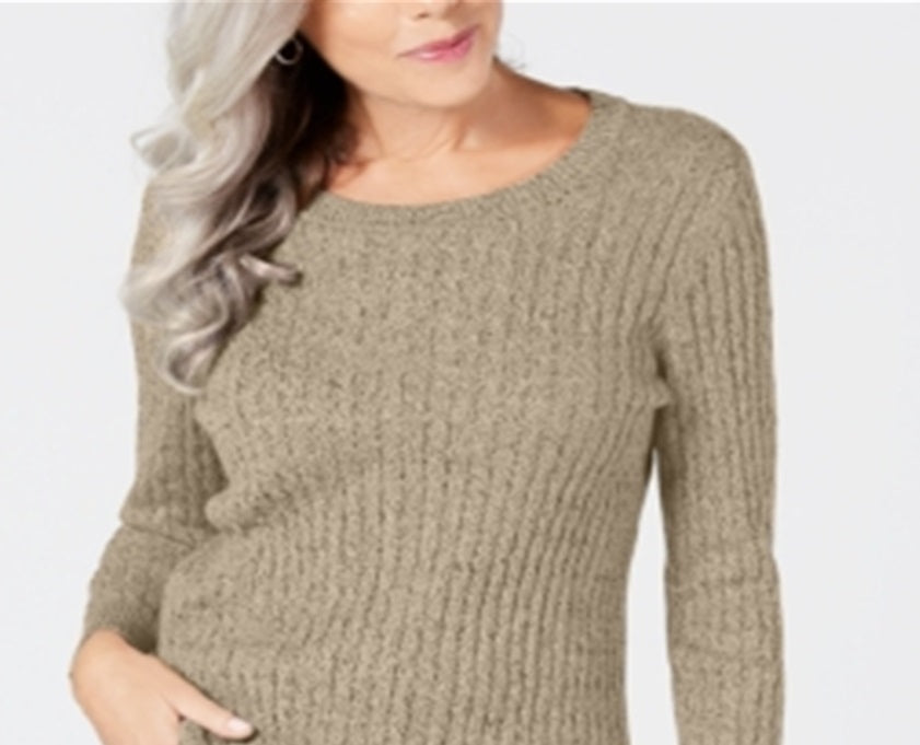 Karen Scott Women's Cotton Marled Knit Sweater Brown Size X-Small