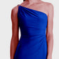 Ralph Lauren Women's Embellished Asymmetrical Neckline Below the Knee Cocktail Sheath Dress Blue Size 4