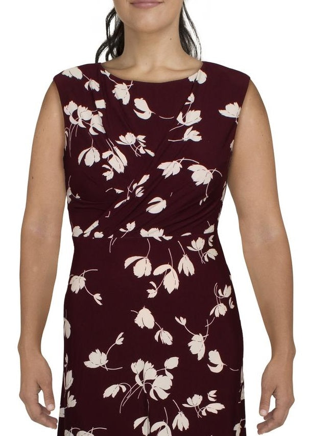 Ralph Lauren Women's Floral Pleated Jersey Dress White Size 16