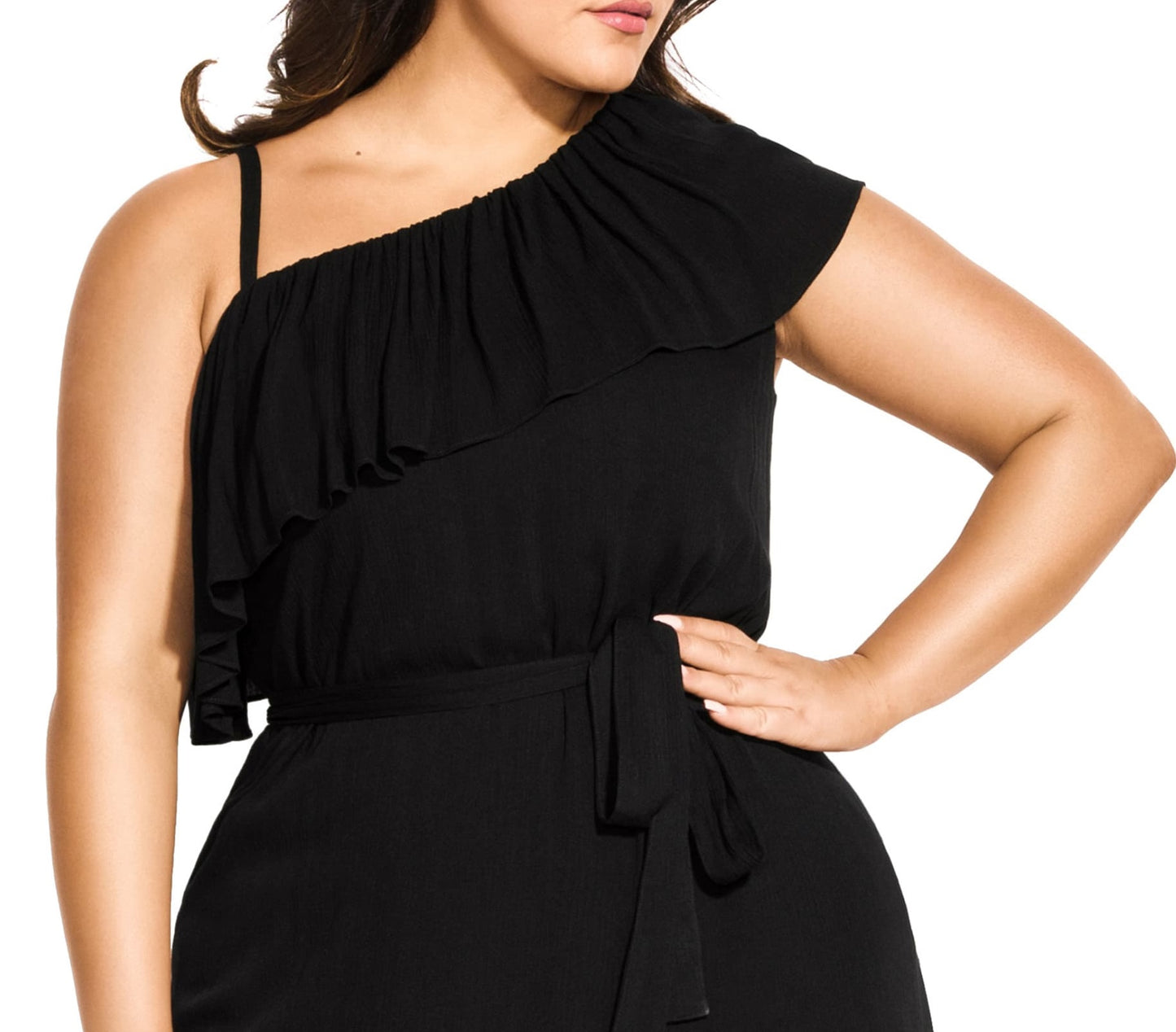 City Chic  Women's  Beach Love One-Shoulder Maxi Dress Black Size 24W