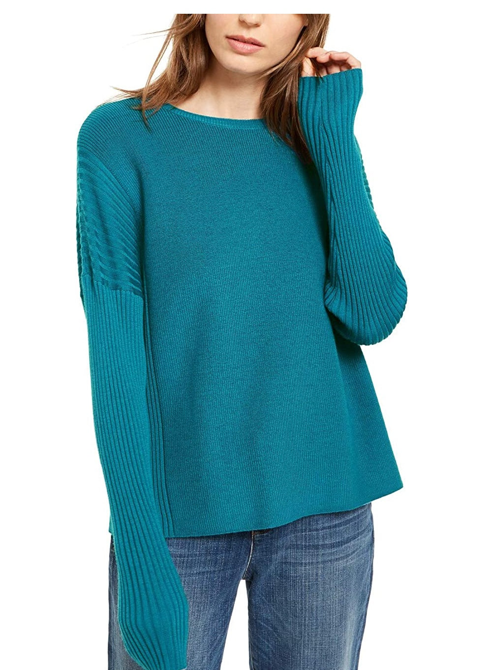 Eileen Fisher Women's Merino Wool Crew Neck Sweater Green Size XX-Small