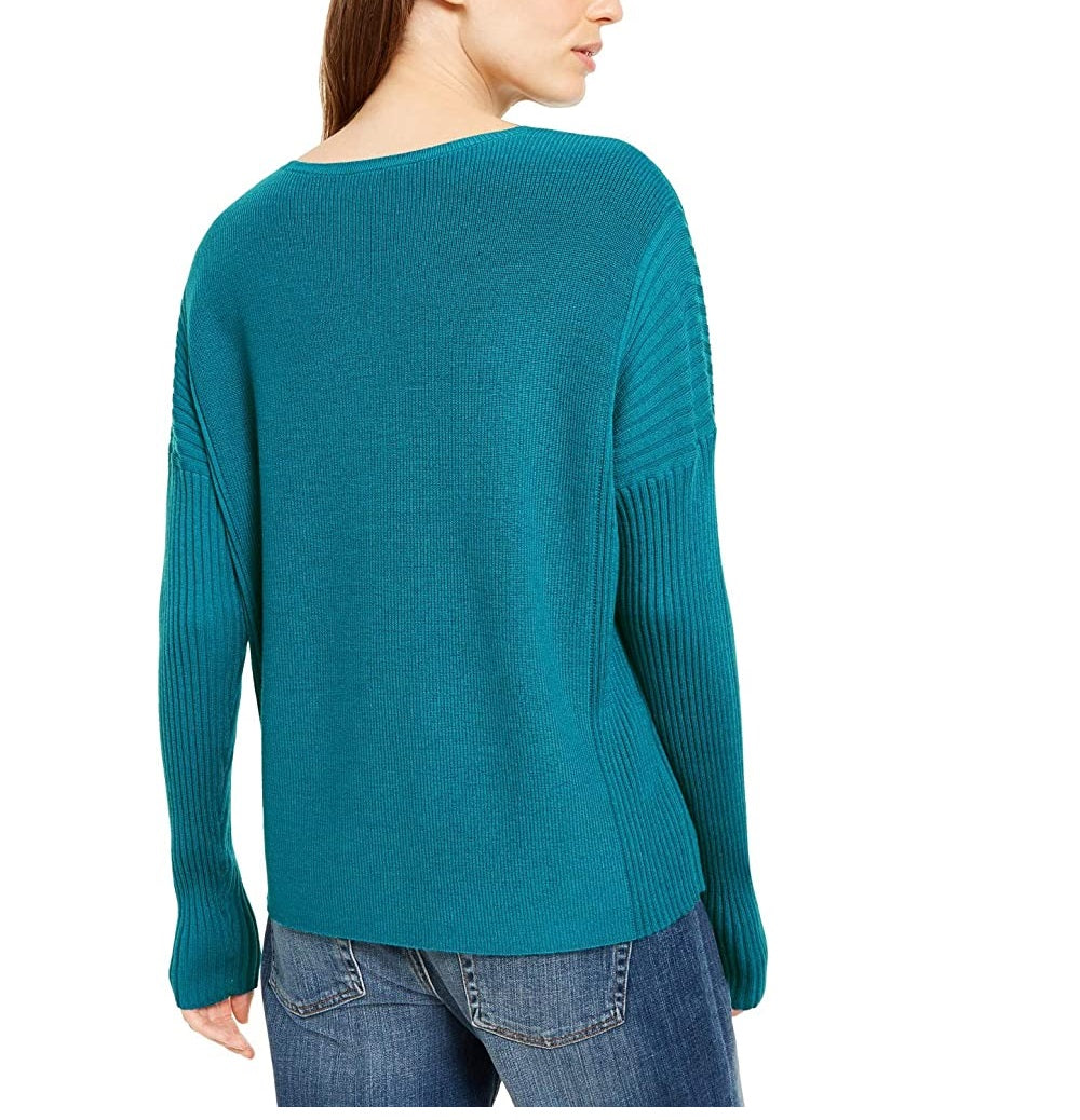 Eileen Fisher Women's Merino Wool Crew Neck Sweater Green Size XX-Small