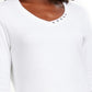 Karen Scott Women's  Grommet-Neck Cotton Top  - Bright White Size X-Small