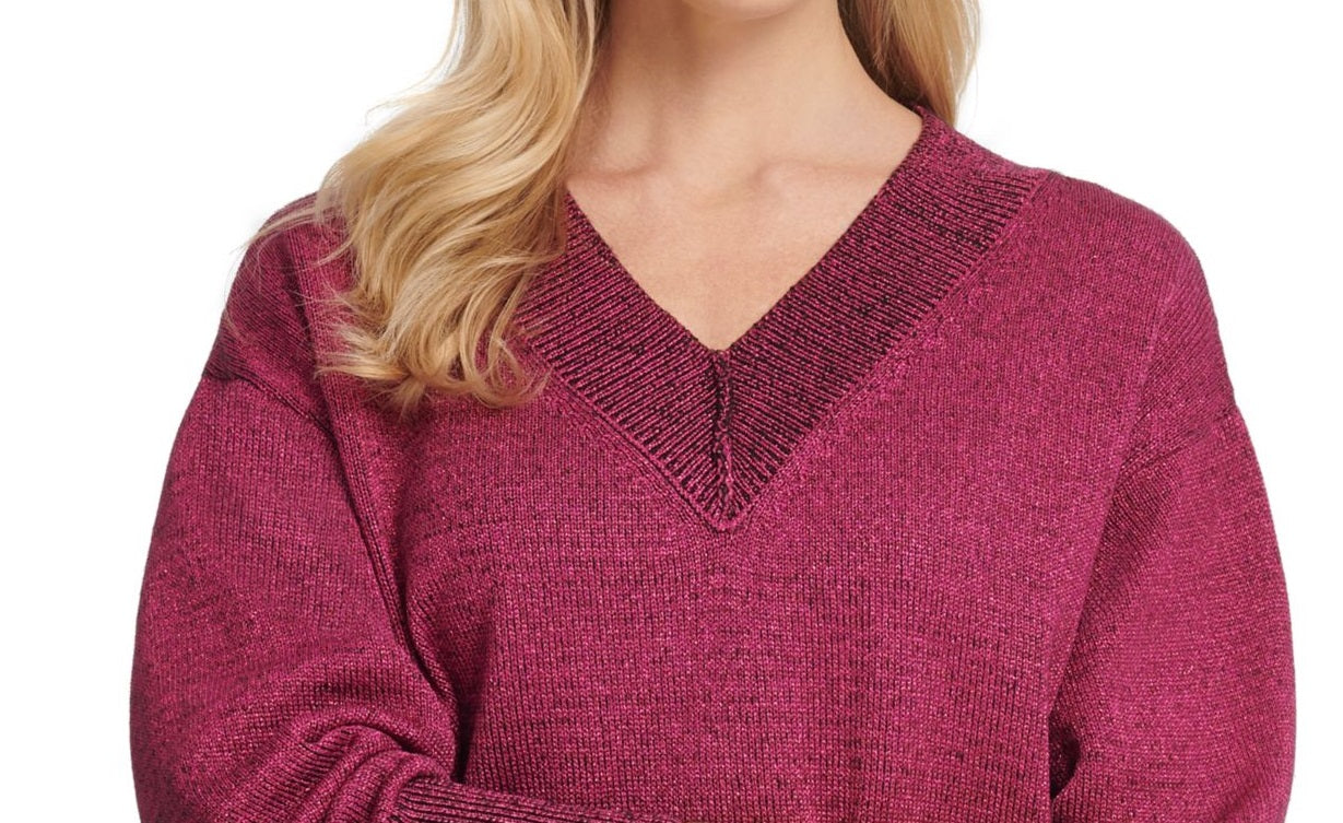 DKNY Women's Glitter Speck Sweater Pink Size S