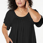 Style & Co Plus Flutter-Sleeve Swing-Hem Top Freshwater Black Size XS