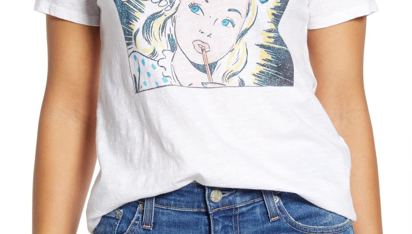 Lucky Brand Women's Comic Book Nye Graphic T-Shirt White Size Large