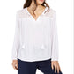 Charter Club Women's Tassel Tie Eyelet Linen Top White Size XX-Large