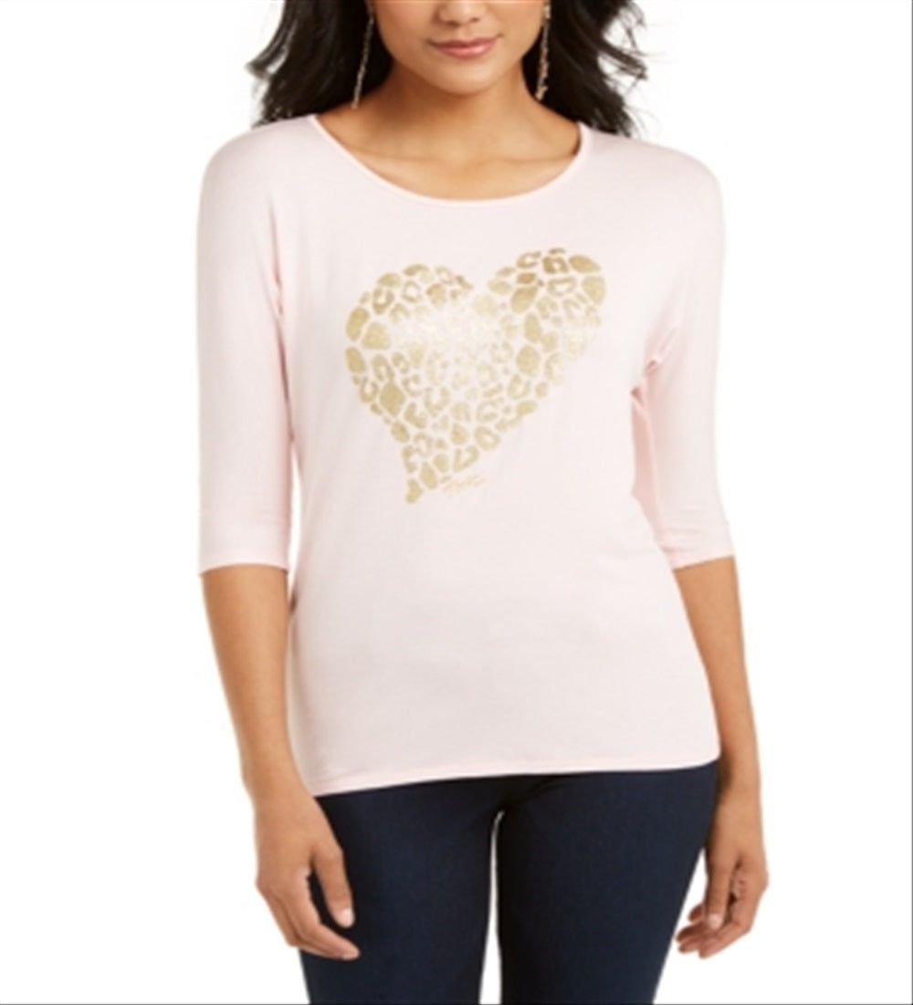 Thalia Sodi Women's Metallic Printed Top Pink Size XX-Large