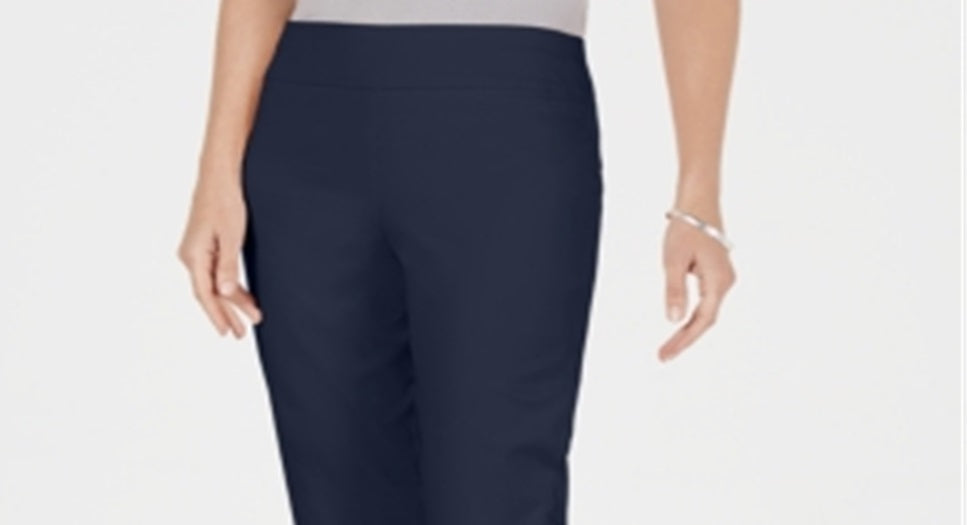 JM Collection Women's Button Hem Tummy Control Capris Blue Size Small