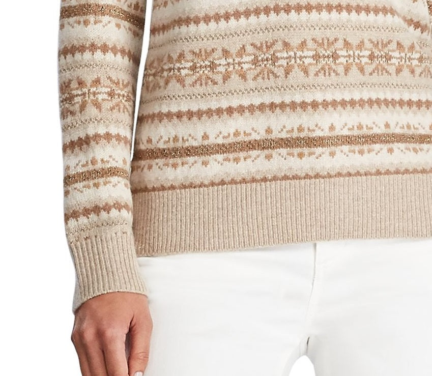 Ralph Lauren Women's Fair Isle Crewneck Sweater Brown Size Medium