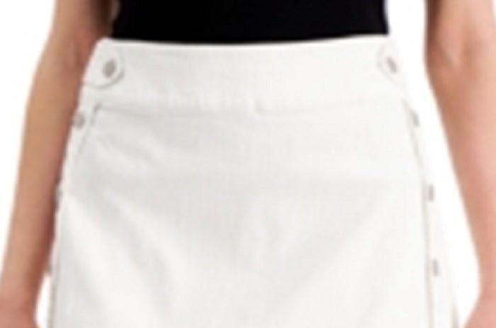 INC International Concepts Women's Mini Denim Sailor Skirt White Size 6