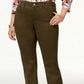 Style & Co Women's Tummy Control Pull on Straight leg Pants Green Size 10 S