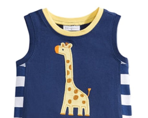First Impressions Baby Girl's Cotton Giraffe Sunsuit Blue Size 0-3M