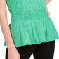 Maison Jules Women's Tie Sleeves Peplum Pullover Top Green Size Small