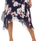 Jessica Howard Women's Floral Print MIDI Dress Blue Size 4 Petite