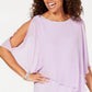 MSK Women's Slit Sleeves Short Sleeve Boat Neck Mini Party Shift Dress Purple Size Small