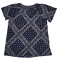 Style & Co Women's Bandanna Pattern Crochet Trim Knit Top Blue Size Medium