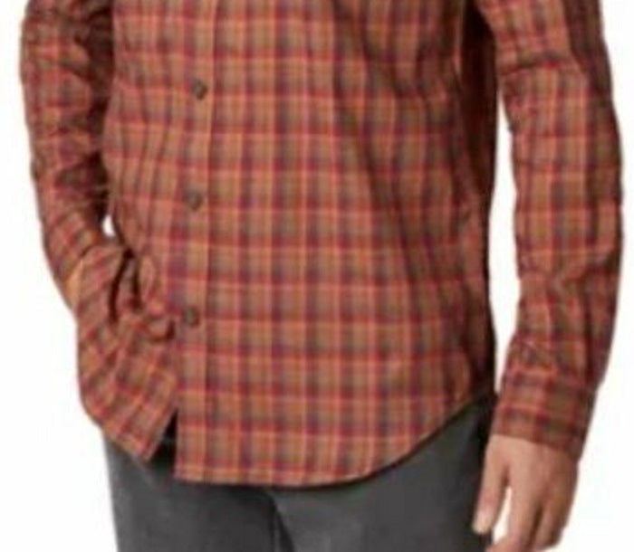 Columbia Men's Big & Tall Vapor Ridge Iii Modern Classic-Fit Plaid Shirt Orange Size Medium
