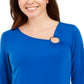 JM Collection Women's Asymmetrical Ring Tunic Blue Size Medium