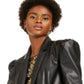INC International Concepts Women's Faux Leather Coated Blazer Black Size Small