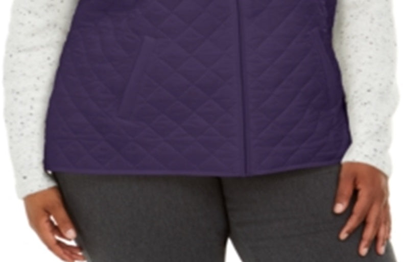 Karen Scott Women's Quilted Puffer Vest Purple Size 0X