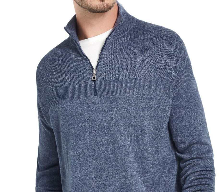 Weatherproof Vintage Men's 1/2 Zip Ribbed Collar Sweater Blue Size Large