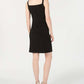 MSK Women's Shift Dress Black Tie Overlay Square-neck Size Petite X-Large