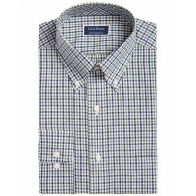 Club Room Men's Casual Button Down Shirt Green Size 36-37