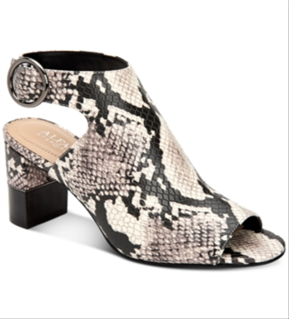 Alfani Women's Floriss Block Heel Shooties Snake White 8.5M