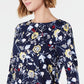 Charter Club Women's Printed Cotton Boat-Neck Top Blue Size 2XL