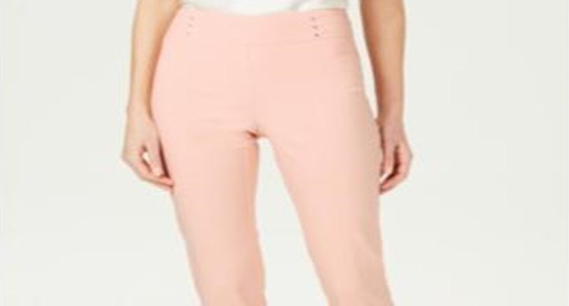JM Collection Women's Studded Pull on Tummy Control Pants Orange Size X-Small