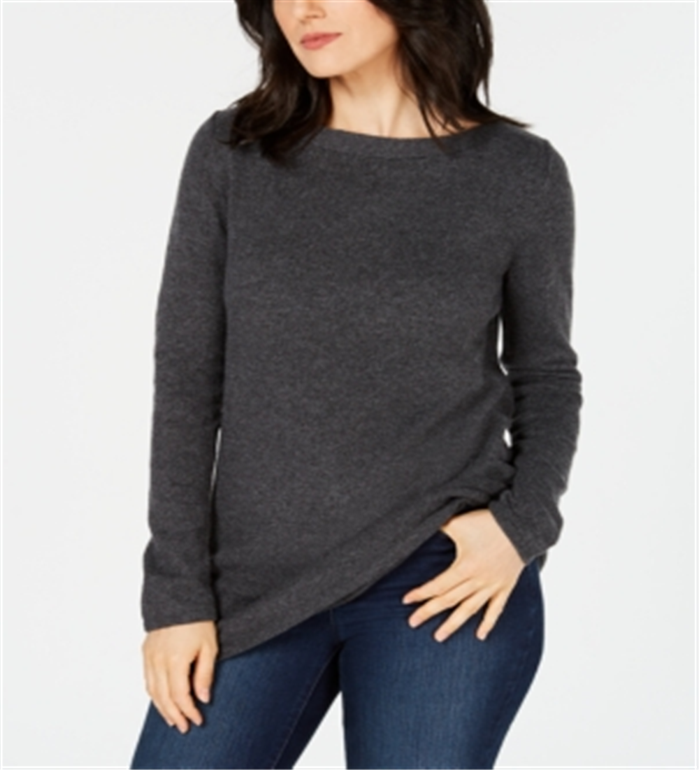 Karen Scott Women's Solid Curved Hem Tunic Sweater Black Size X-Small