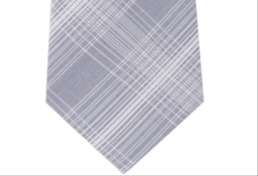 Kenneth Cole Reaction Men's Tyler Grid Plaid Neck Tie Gray Size Regular