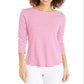 Charter Club Women's Supima Cotton Striped Top Pink Size Large