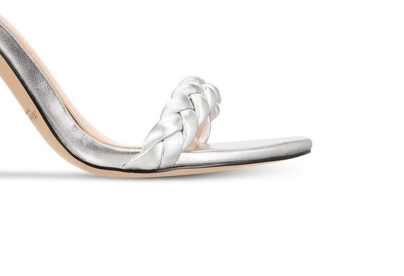 Rachel Zoe Women's ELLA Fabric Open Toe Special Occasion Ankle Silver Size 10.0