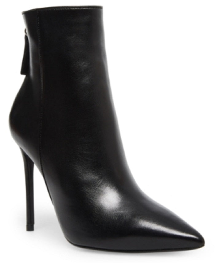 Steve Madden Women's Comfort Via Pointed Toe Stiletto Zip up Leather Dress Booties Black Size 6 M