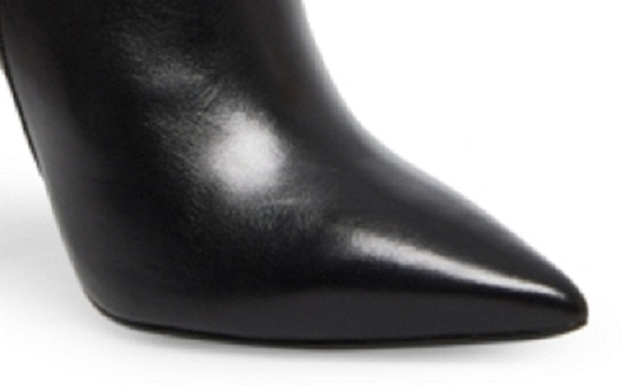 Steve Madden Women's Comfort Via Pointed Toe Stiletto Zip up Leather Dress Booties Black Size 6 M