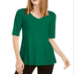 Alfani Women's V Neck Swing Tunic Green Size X-Small