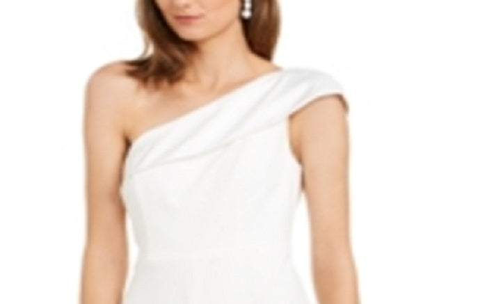 Adrianna Papell Women's One Shoulder Jumpsuit White Size 18