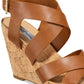 INC International Concepts Women's Landor Strappy Wedge Sandals Brown Size 8 M