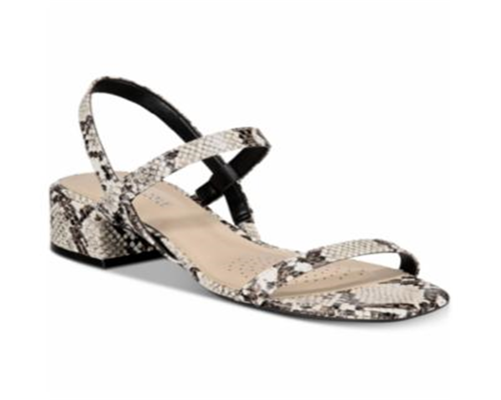 Kenneth Cole Women's Maise Low Simple Peep Toe Casual Slingback Sandals Black-White Size 7.5 M