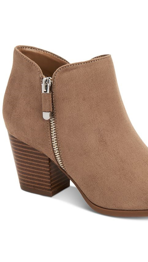 Style & Co Women's Masrinaa Faux Leather Double Zip Booties Brown Size 5 M