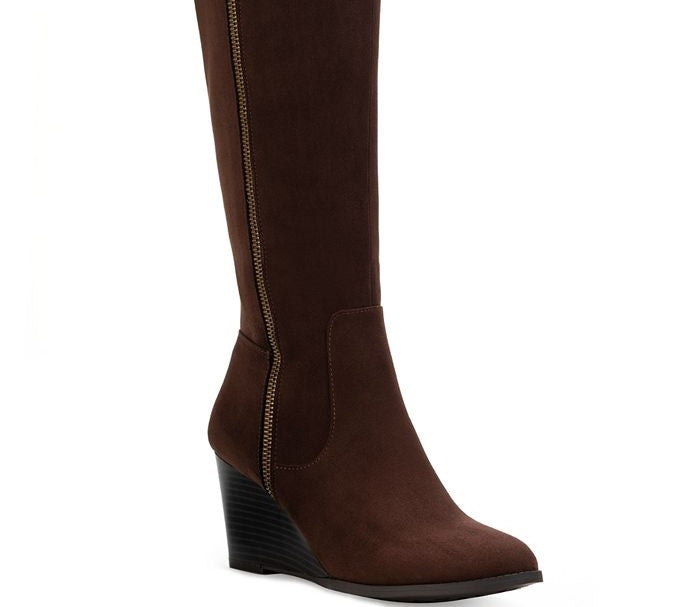 Style & Co Women's Wynterr Suede Almond Toe Knee High Fashion Boots Brown Size 7.5 M
