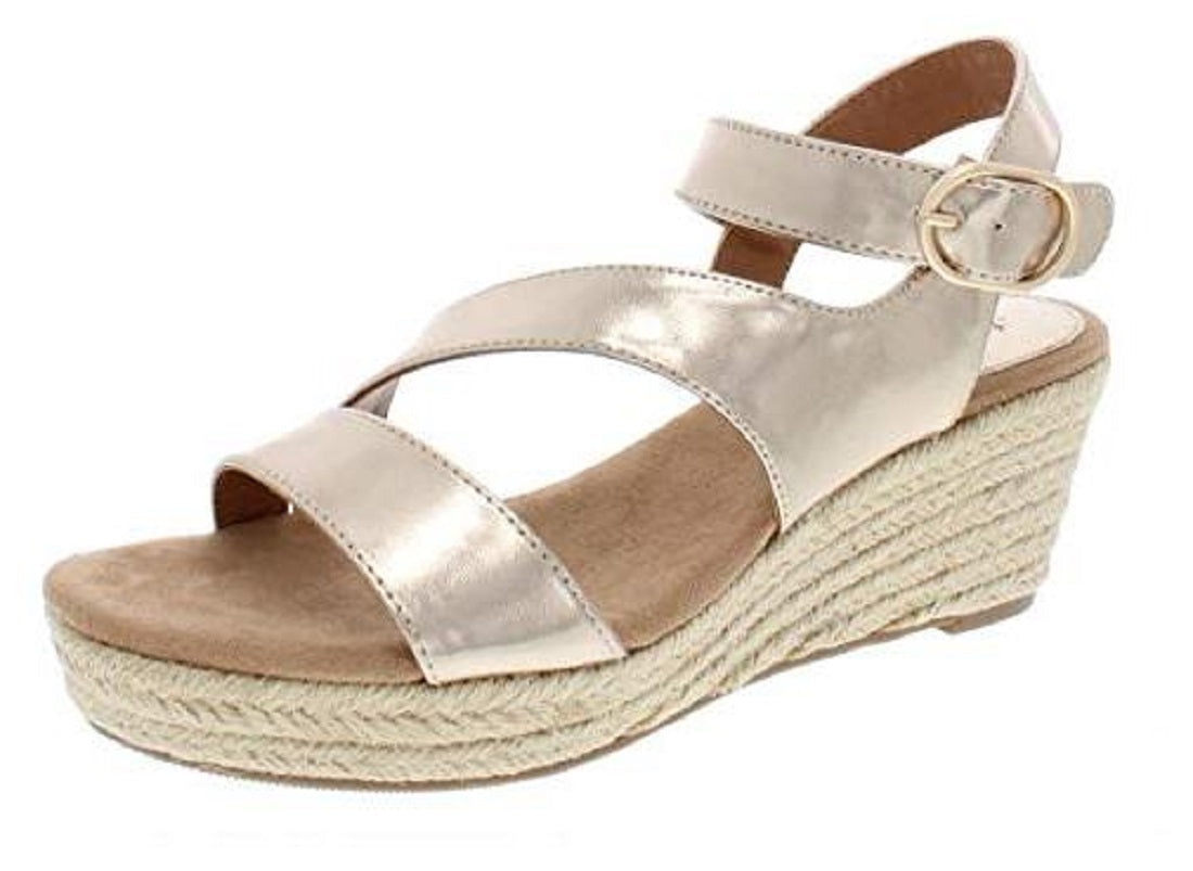 Style & Co Women's Xenaa Metallic Platforms Espadrilles Shoes Yellow Size 8.5 M