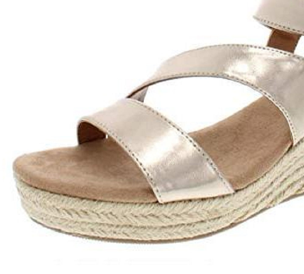 Style & Co Women's Xenaa Metallic Platforms Espadrilles Shoes Yellow Size 8.5 M