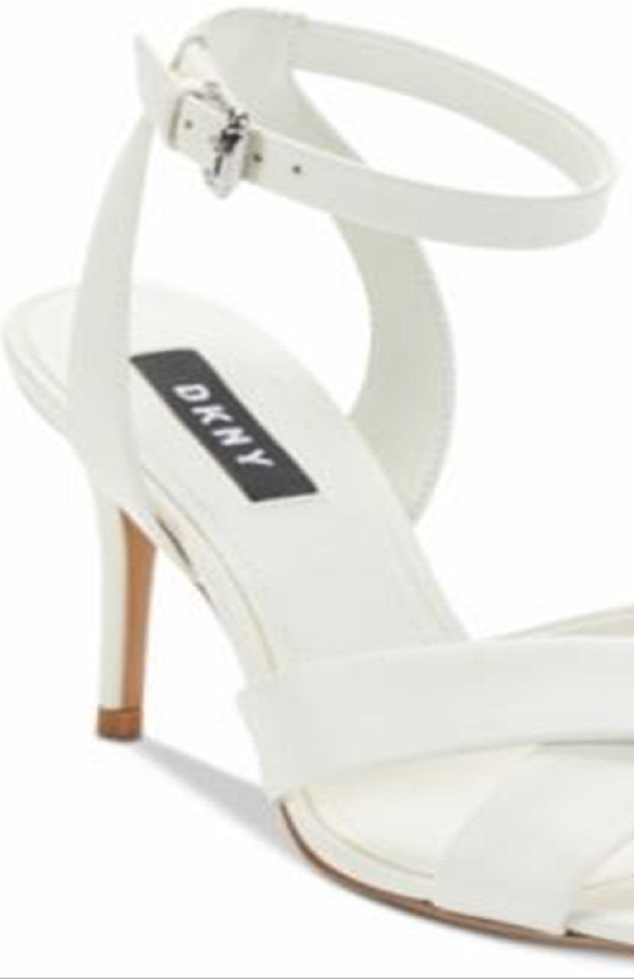 DKNY Women's Leather Open Toe Ankle Strap Classic Pumps White Size 7.5