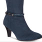 Karen Scott Women's Hollee Fabric Almond Toe Knee High Fashion Shoes Navy Size 6.5 M-WC