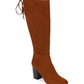 Kenneth Cole Reaction Women's Zipper Adjustable Comfort Corie Round Toe Block Heel Boots Brown Size 8 M