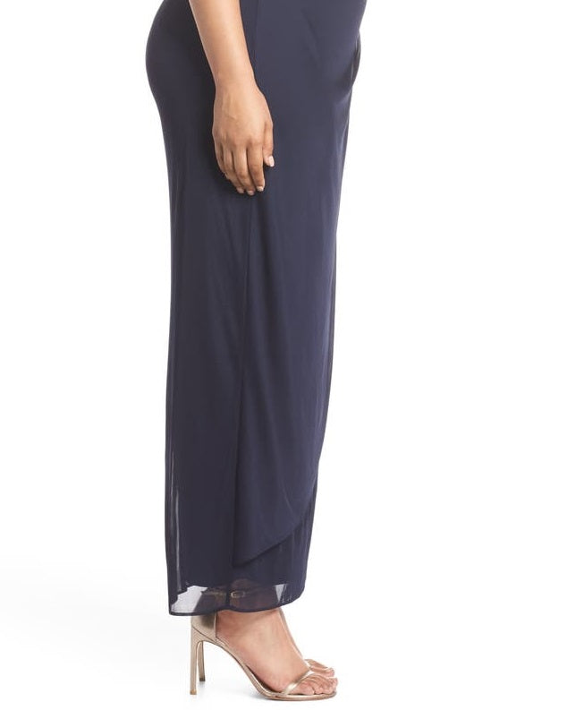 Alex Evenings Women's Long Cold Shoulder Dress Purple Size 20W